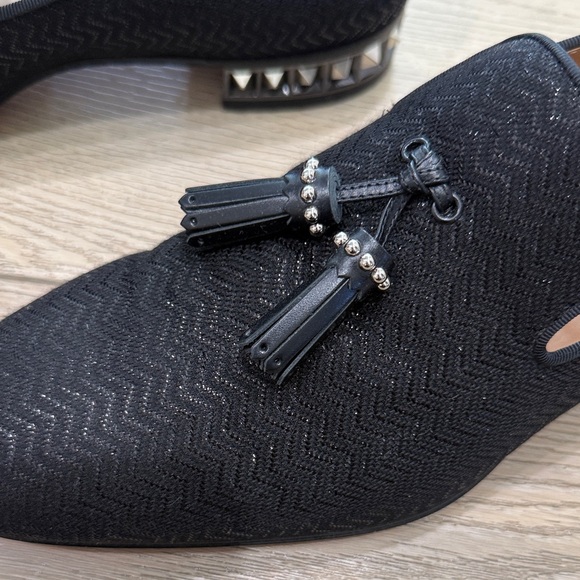 Christian Louboutin Black Textured Loafers with Tassels